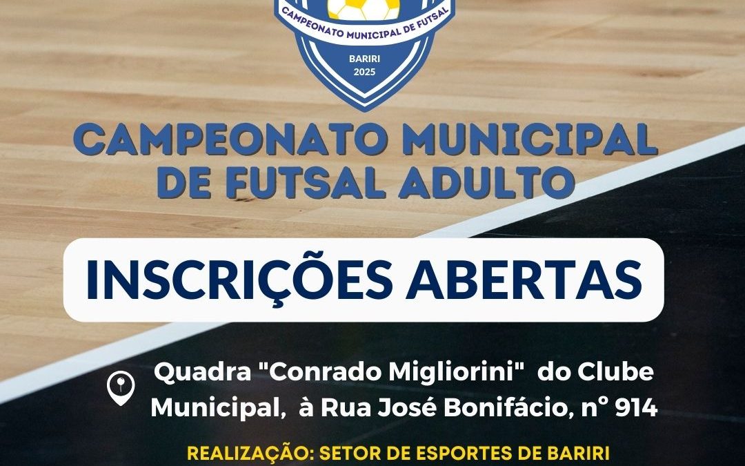 Bariri: Esportes abre inscrição para Campeonato de Futsal Adulto