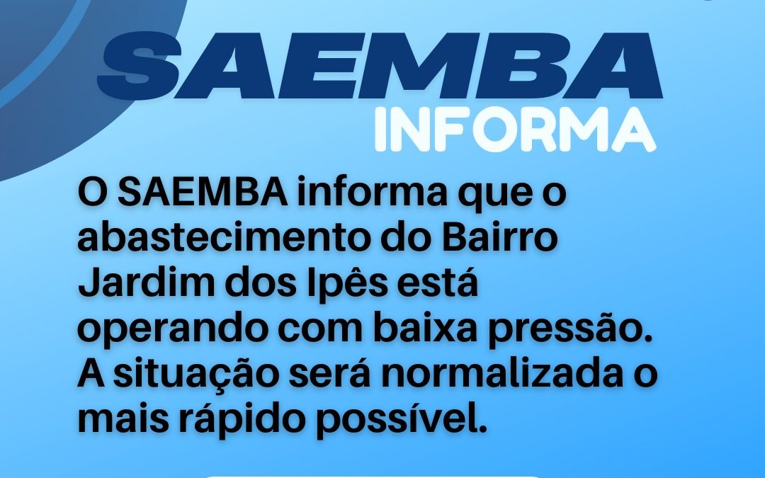 Cidade: Abastecimento do Jardim dos Ipês está com baixa pressão