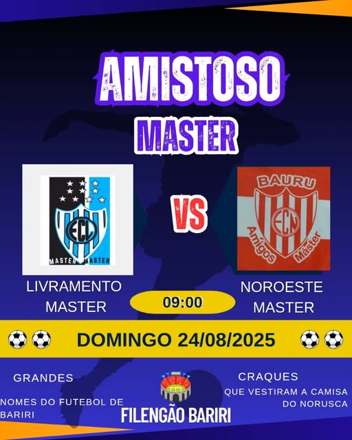 Esporte: Amistoso reúne time máster do Livramento X Noroeste
