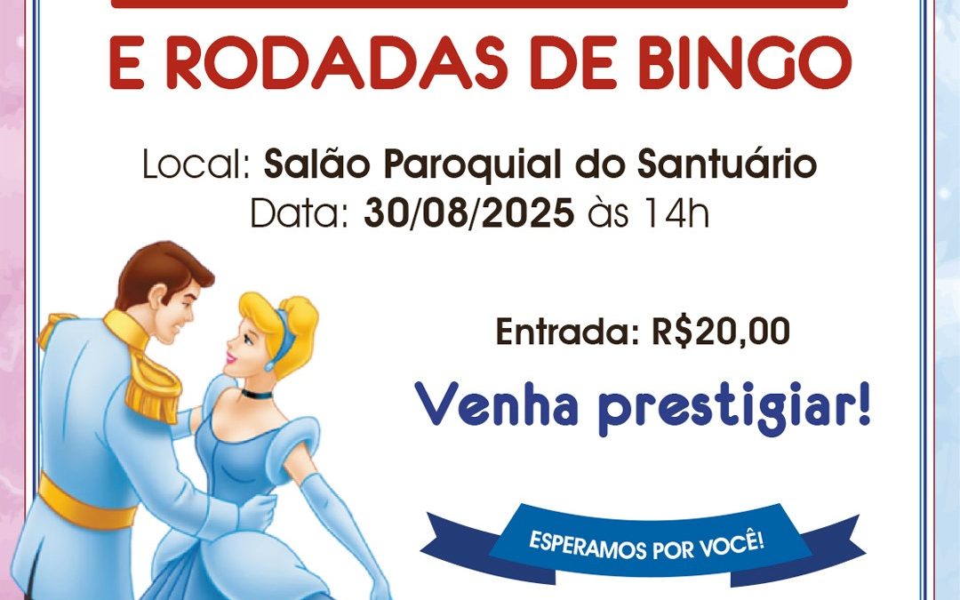 Cidade: Príncipe e Cinderela promove tarde festiva no salão do Santuário