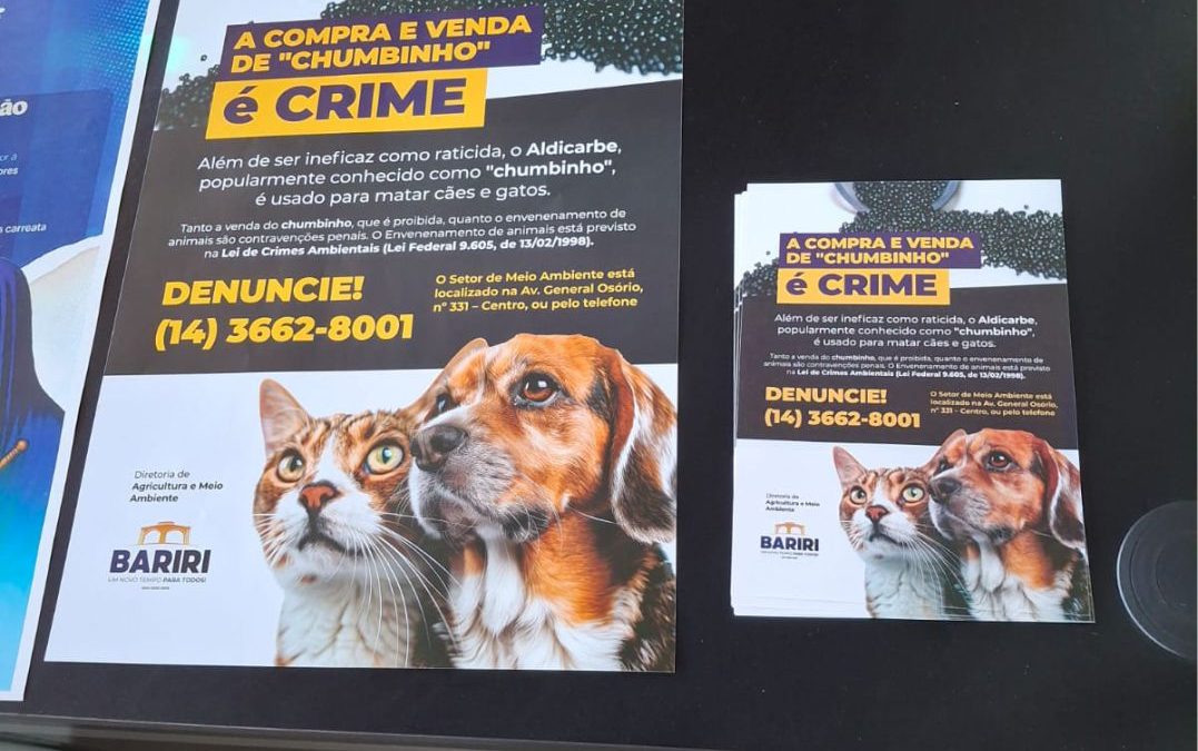 Cidade: Prefeitura divulga cartazes sobre proibição de venda de chumbinho