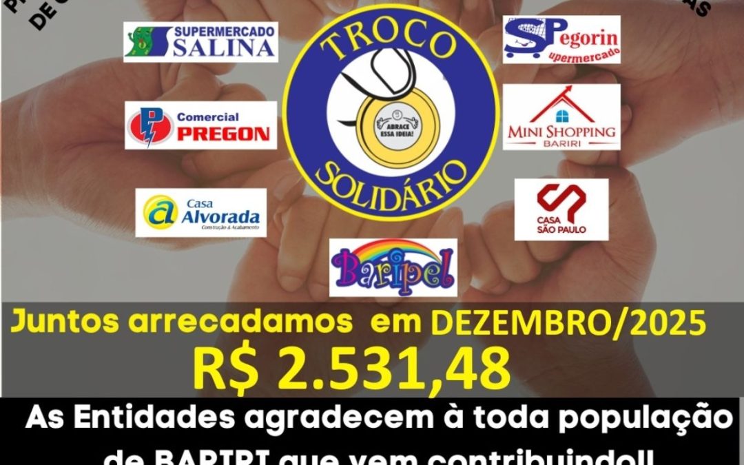 Cidade: Troco Solidário: dezembro rendeu R$ 316,44 para cada entidade