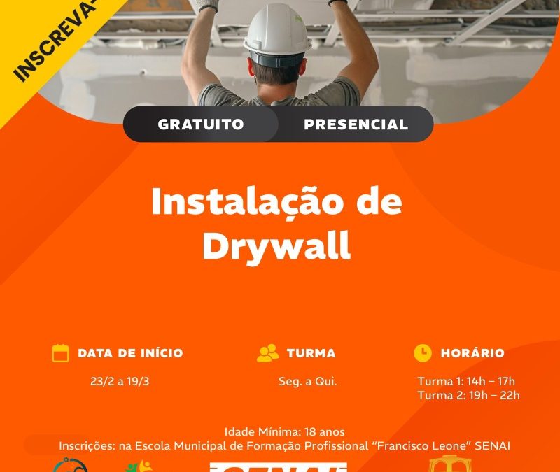 Cidade: Bariri abre matrículas para curso gratuito de instalação de drywall