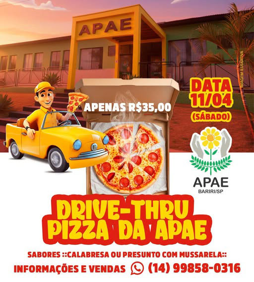 Cidade: Dia 11 de abril tem Pizza Drive Thru da Apae