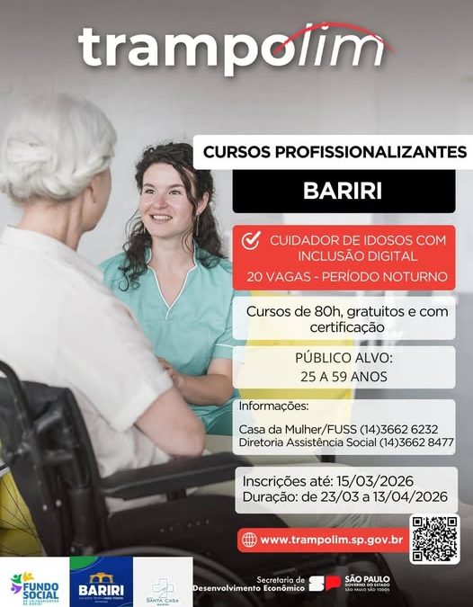 Cidade: Programa Trampolim abre inscrições para curso de Cuidador de Idosos