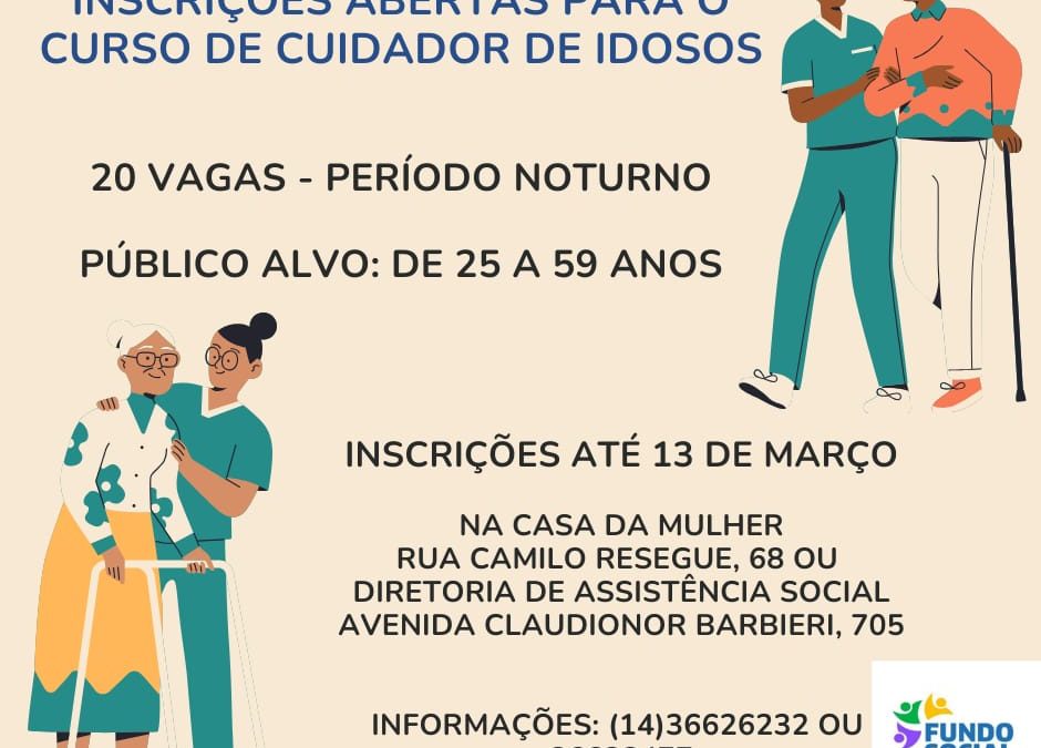 Cidade: Inscrições para curso de Cuidador de Idosos vão até domingo