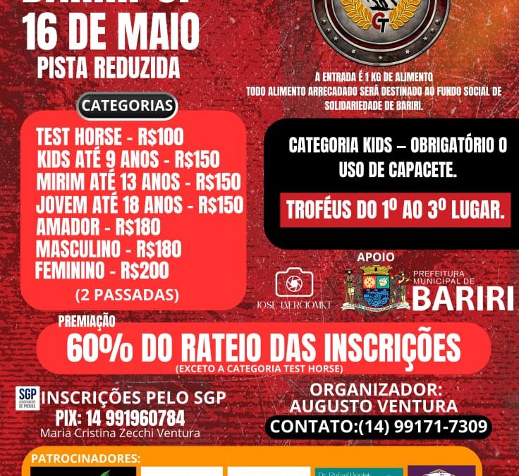 Esporte: Bariri recebe prova de Três Tambores no dia 16 de maio