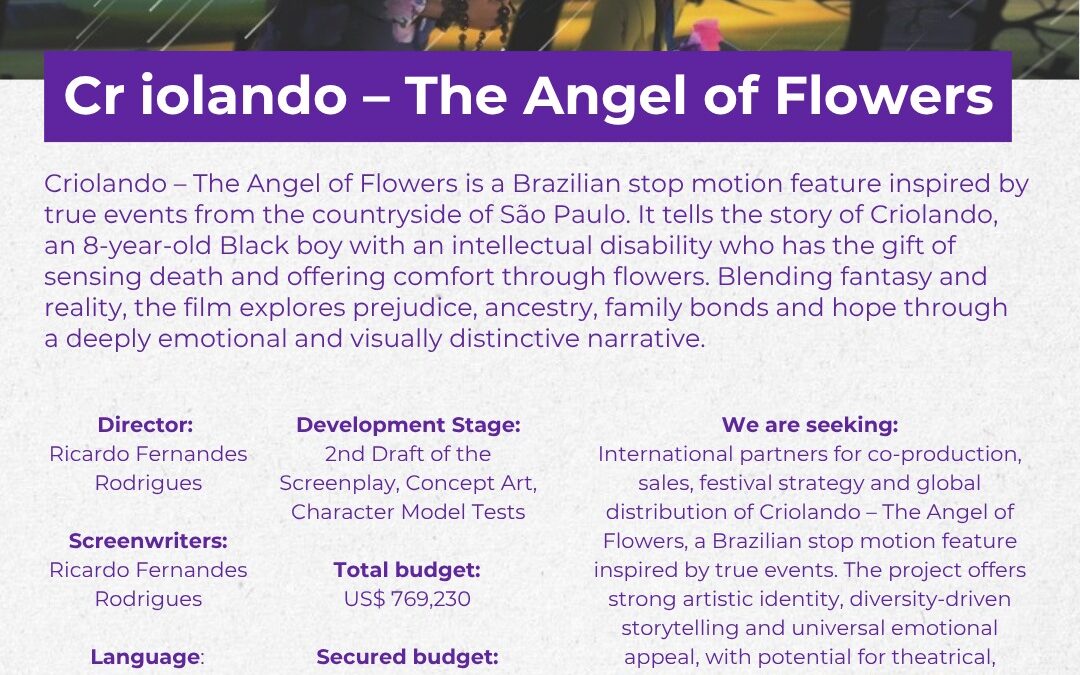Cultura: Filme “Criolando – O Anjo das Flores” integra missão no ‘Marché du Film’