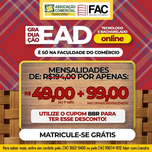 Economia: Acib é polo da Faculdade de Comércio e oferece cursos de EAD