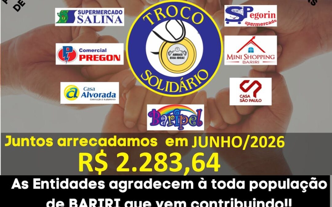 Cidade: Troco Solidário: junho rendeu R$ 285,46 para cada entidade