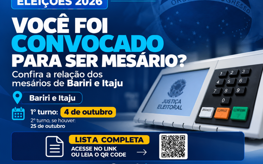 Confira a relação de mesários de Bariri e Itaju